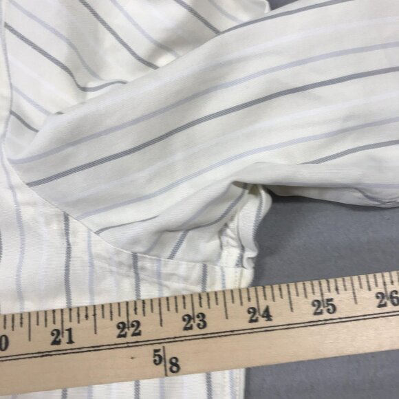Ermenegildo Zegna Shirt Mens XL White Blue Stripe Long Sleeve Button Up Dress - Picture 5 of 11